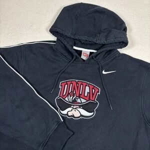 Nike UNLV Runnin Rebels Hoodie Mens‎ L Black NCAA Basketball Vintage Y2K